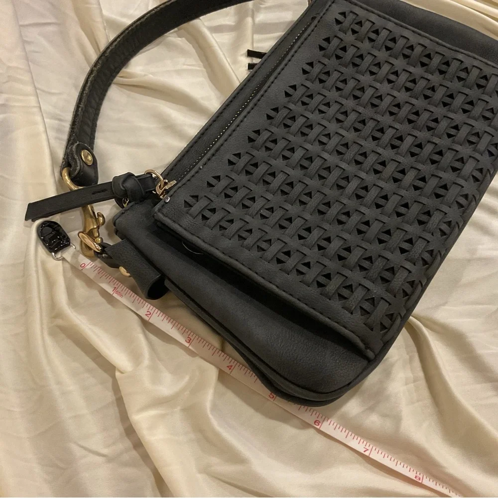 (Sold) Dark Iron Grey Faux suede Crossbody bag - Picture 9 of 9